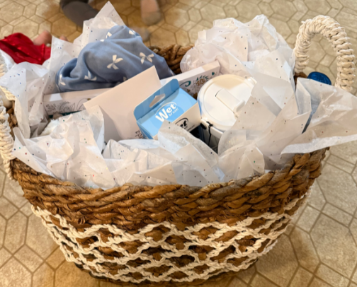 Care basket for your new momma bestie cover photo collage