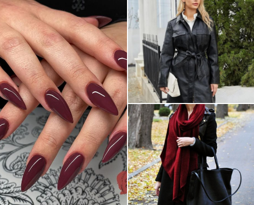 Classy Woman Winter Style (Black & Burgundy) cover photo collage