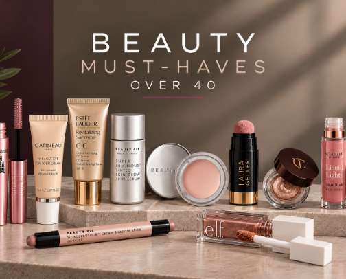 Beauty Must-Haves for Women Over 40 cover photo collage