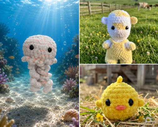 My crochet plushies cover photo collage