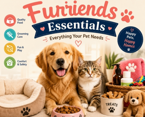 🐩Furry Friends Essentials : Everything your Pet Needs cover photo collage