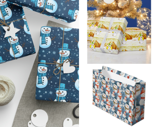 Snowman Gift Wrap cover photo collage