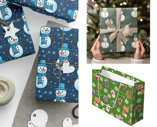 Snowman Gift Wrap cover photo collage
