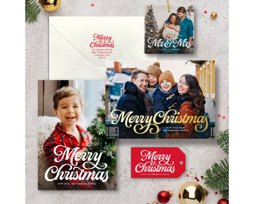 Festive flourish bold retro holiday collection cover photo collage