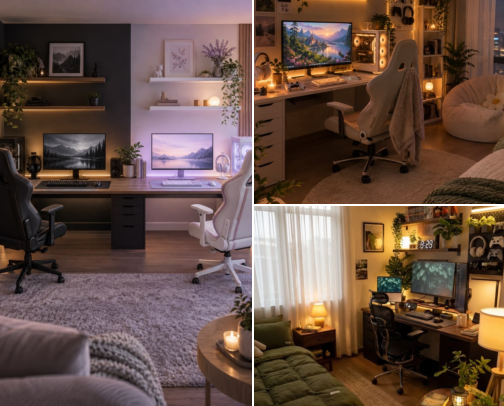 Time to upgrade your cozy gaming setup<3 cover photo collage