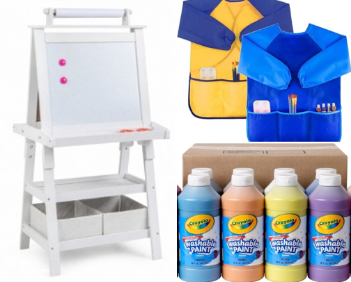 Art supplies for kids cover photo collage