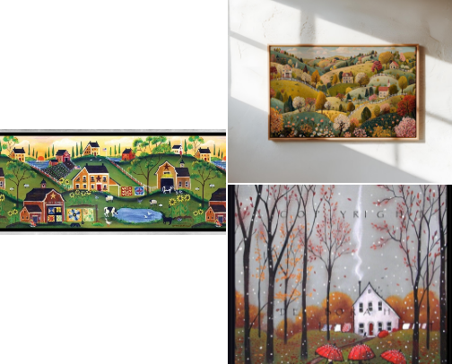 Unique Folk Art Paintings and Wall Decor cover photo collage