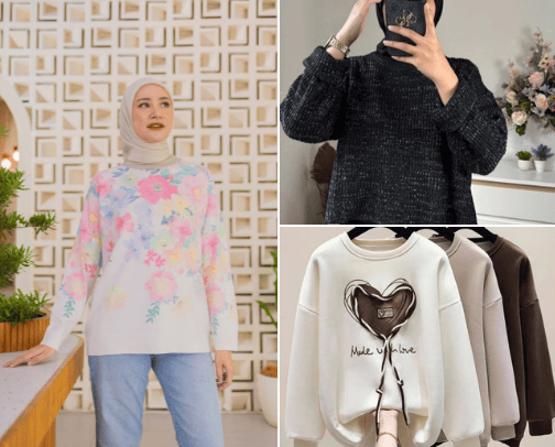 Rekomendasi sweater wanita untuk musim dingin atau untuk bersantai di malam hari cover photo collage