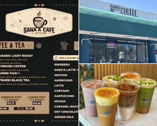 matcha + coffee spots i love in OC 🍵☕ cover photo collage