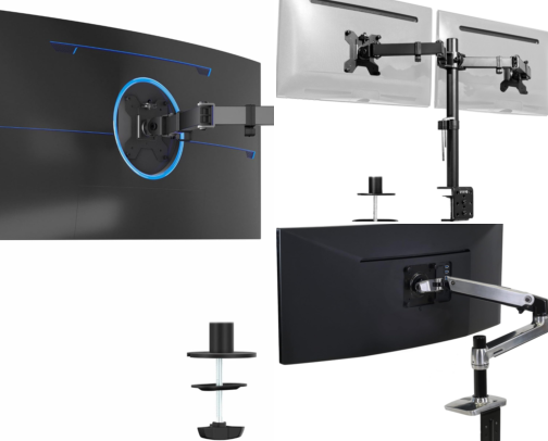 Desk upgrades: monitor arms, under-desk footrests and desk mats cover photo collage