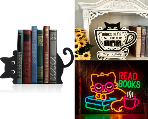 Cozy Essentials for Book & Cat Lovers** cover photo collage
