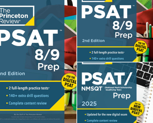 Free PDF - Princeton Review PSAT 8/9 Prep, 2nd Edition: 2 Practice Tests + Content Review + Strategies for the Digital PSAT 8/9 (College Test Preparation) guide bundle cover photo collage