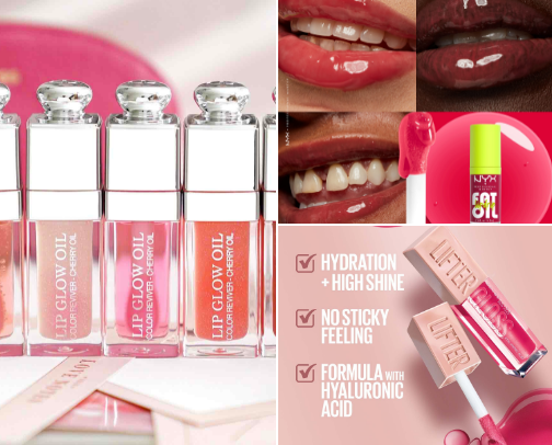 lip glosses and lip oil cover photo collage