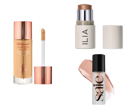 Glowy Makeup Essentials: Must-Have Products for Radiant Skin cover photo collage