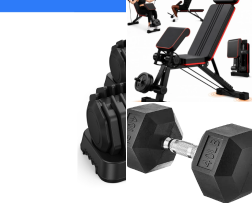 Home Gym Essentials for strenght & Fitness cover photo collage