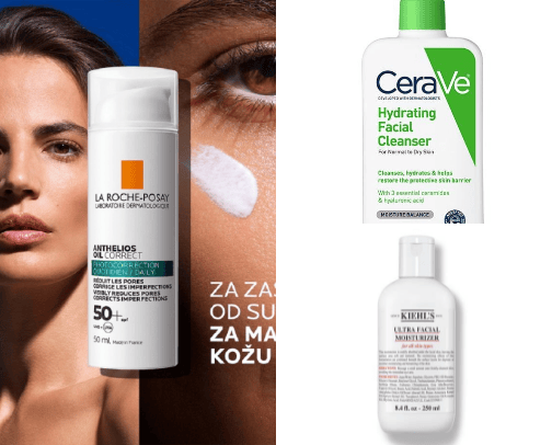 Skincare products cover photo collage