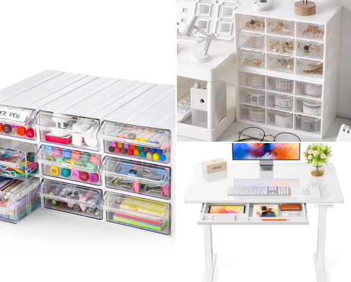 Craft room organization and desk option cover photo collage