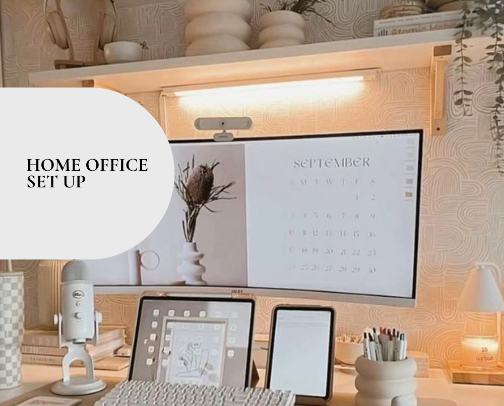 home office setup cover photo collage