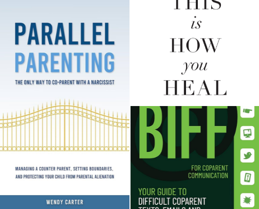 Coparenting books/apps cover photo collage