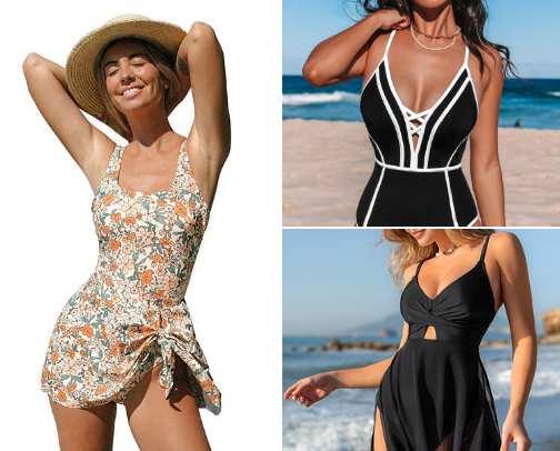 Flattering swimsuits for Diastasis Recti - Postpartum cover photo collage