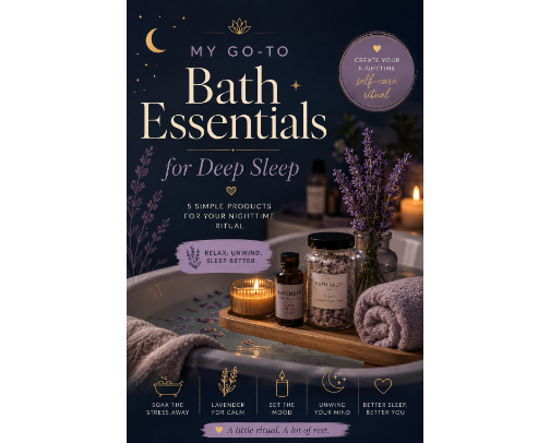 My Go-To Bath Essentials for Deep Sleep cover photo collage