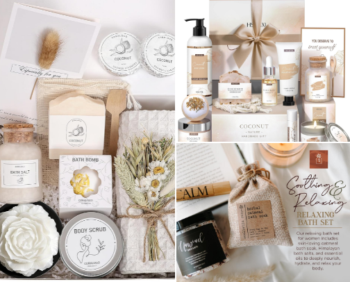 Beige Aesthetic Home Spa Kits: Great for HSPs, soft life and self care lovers. ✨🌸 cover photo collage