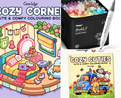 My favourite Cozy Hobbies & the supplies I use 📚🎨!! cover photo collage