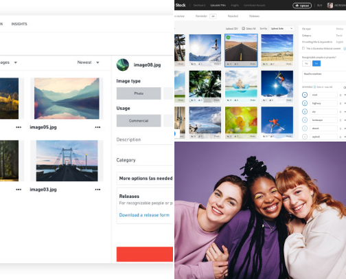 Recommended microstock websites for selling photos, ilustrarion, vectors, audio and video footage cover photo collage