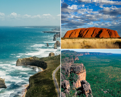Estimate the most beautiful tourist attractions in Australia. cover photo collage