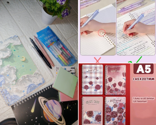 Notebook yang bikin produktif & tenang (Cocok untuk siswa/mahasiswa) cover photo collage
