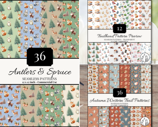 Patterns for Printables, Crafts, & Scrapbooks cover photo collage