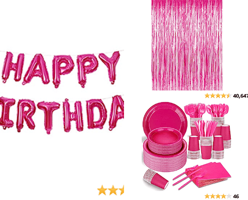 Pink party items cover photo collage