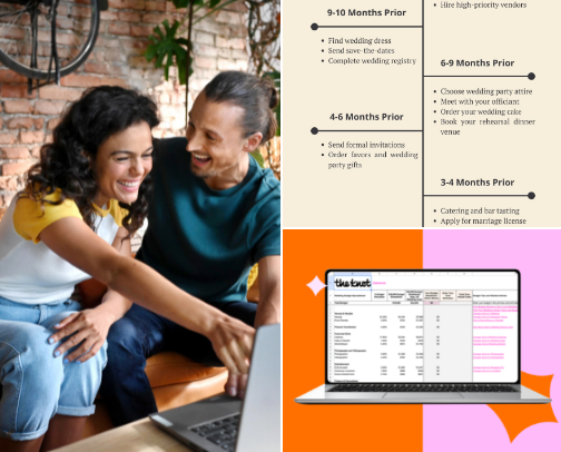 Free Wedding Planning Checklist & Tools | Budget, Guest List, Seating Chart & Timeline cover photo collage
