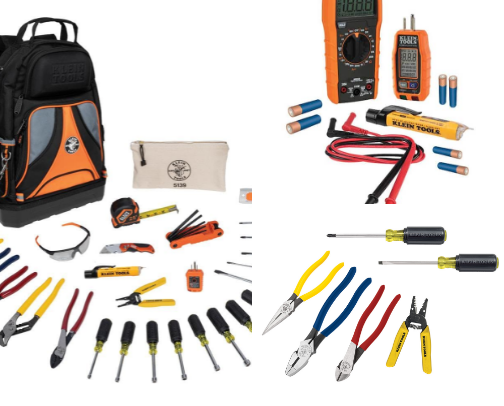 Electricians tools cover photo collage