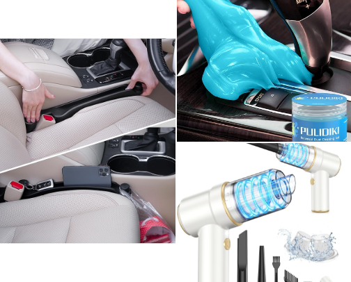 Aesthetic &organized car essential cover photo collage