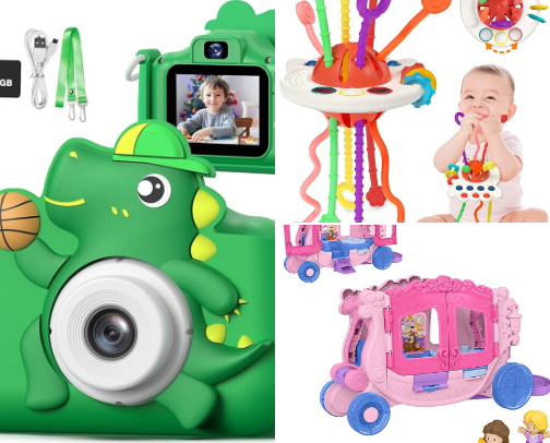 Kids outdoor and indoor toys cover photo collage