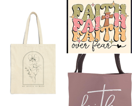 Bible Verse Tote Bags cover photo collage