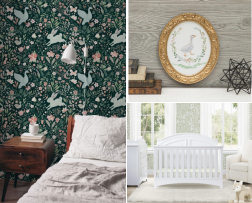 Mother Goose Theme Baby Girl Nursery cover photo collage