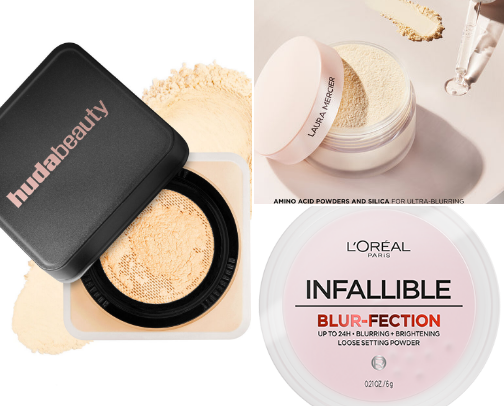 Get the filter-like complexion on dry skin with my favorite makeup setting products 🫶🏻 cover photo collage