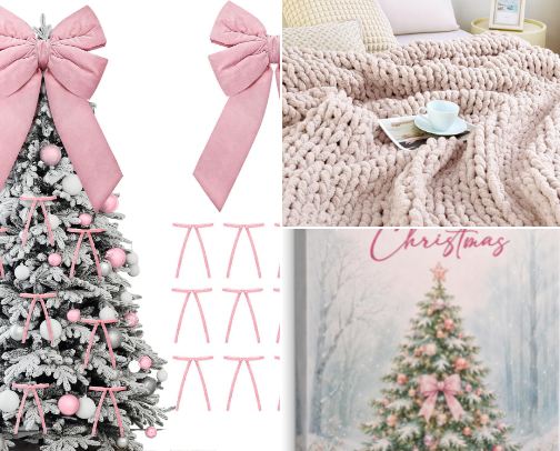 Pink Christmas Bedroom cover photo collage