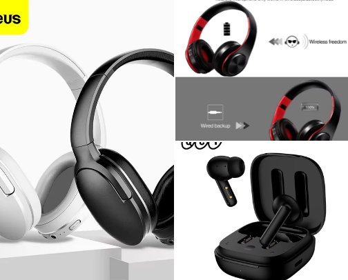 Wireless headphones cover photo collage