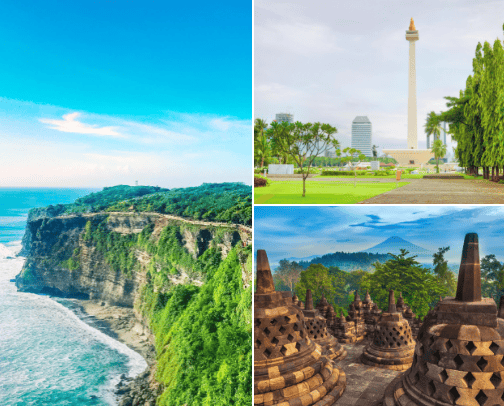 Indonesia Destination Travels: Stunning Landscapes and Unique Cultures cover photo collage