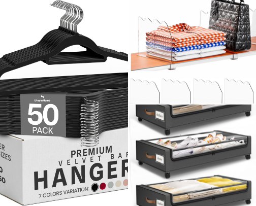 15 Space-Saving Amazon Home Organization Finds: Closet, Bathroom & Living Room Upgrades cover photo collage