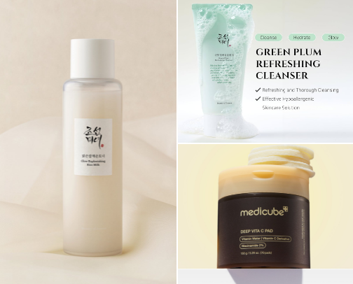 My favorite korean skincare products that have my skin looking glowy and hydrated. cover photo collage