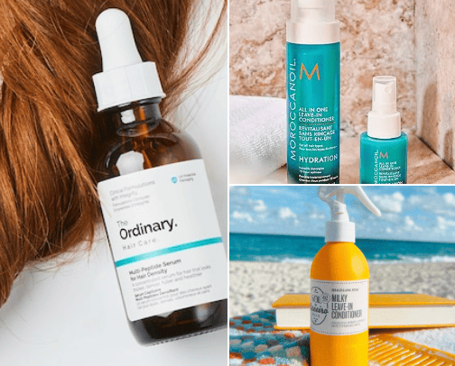 Products for thin hair cover photo collage
