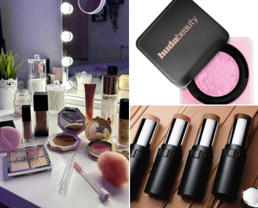 Makeup products for a flawless base cover photo collage