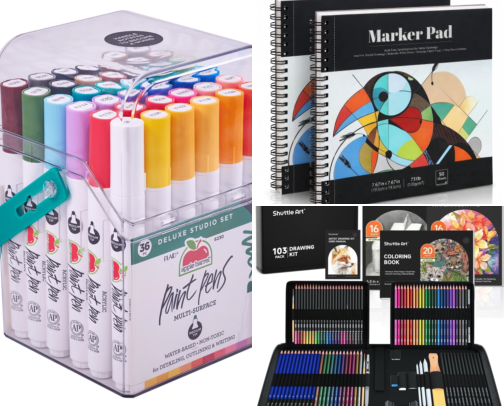 Drawing and art tools cover photo collage