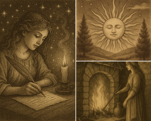 The 12 Night of Yule: A Celestial Winter Ritual ⋆.˚ ☾ .⭒˚ cover photo collage