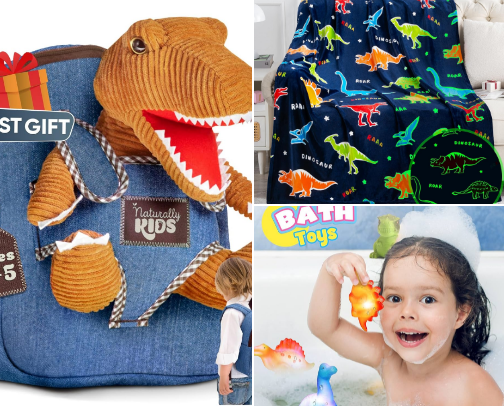 fun gifts for dino-obsessed kids! cover photo collage