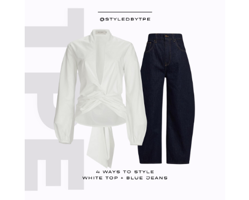 4 Ways To Style A White Blouse + Blue Jeans cover photo collage